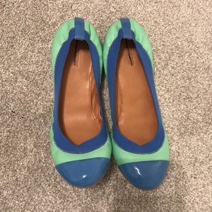 Jcrew Mila Flats - Green&Blue Cap Toe - Size 6.5